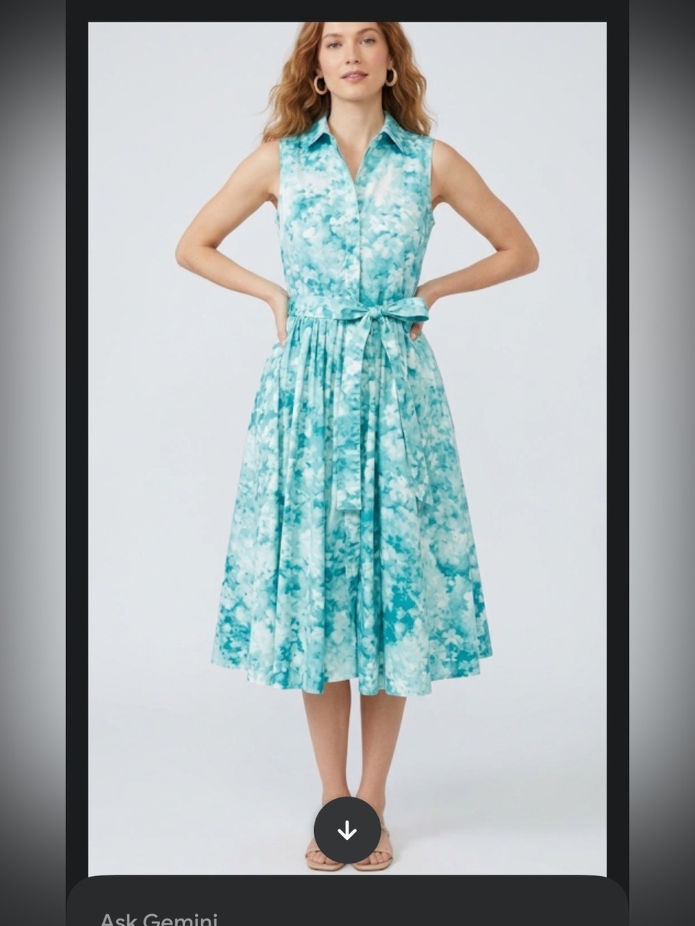 Talbots Abstract Floral Shirtdress Button Front Tie Waist Cotton Blend Sz 4